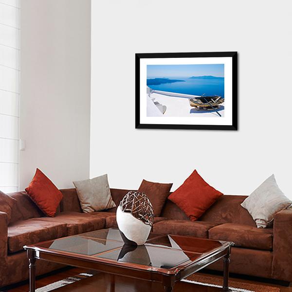 Abandoned Boat On Santorini Islands Canvas Wall Art-3 Horizontal-Gallery Wrap-25" x 16"-Tiaracle
