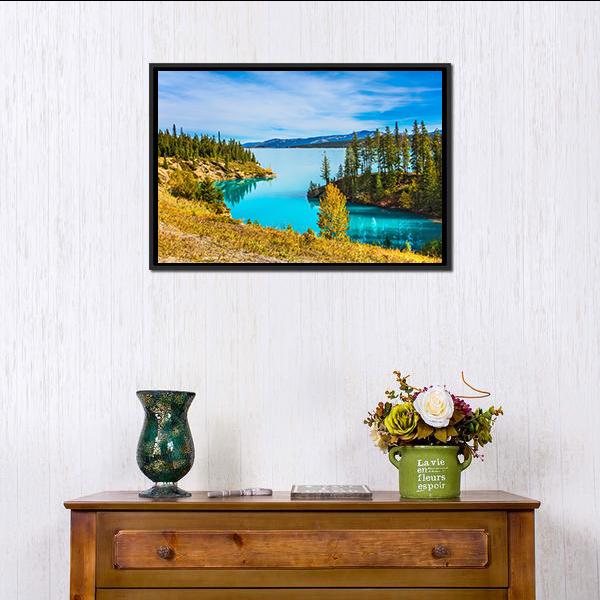 Abraham Lake In Canada Canvas Wall Art-1 Piece-Floating Frame-24" x 16"-Tiaracle