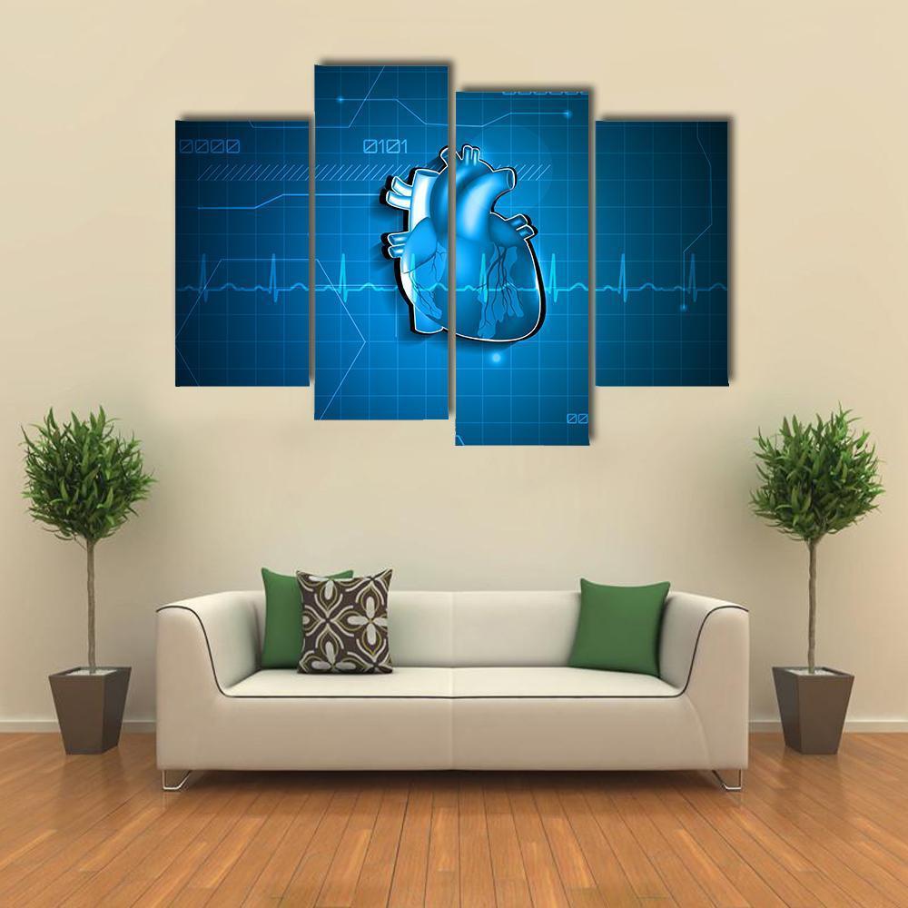 Abstract Of Cardiology Canvas Wall Art-4 Pop-Gallery Wrap-50" x 32"-Tiaracle