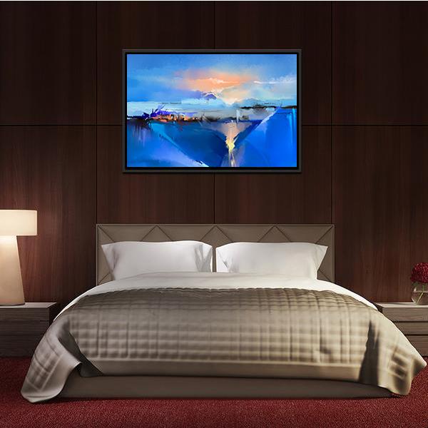 Abstract Of Tree Hill And Green Blue Field With Sunlight Canvas Wall Art-3 Horizontal-Gallery Wrap-25" x 16"-Tiaracle