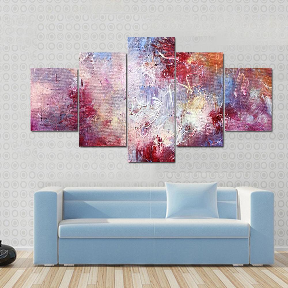 Abstract Oil Paint Texture On Canvas Wall Art-5 Star-Gallery Wrap-62" x 32"-Tiaracle