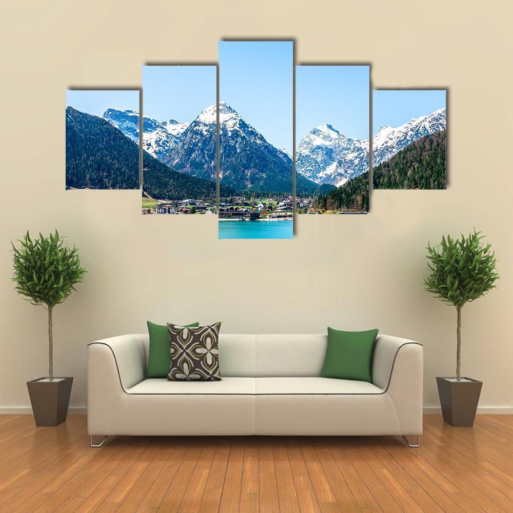 Achensee Lake Canvas Wall Art-5 Star-Gallery Wrap-62" x 32"-Tiaracle
