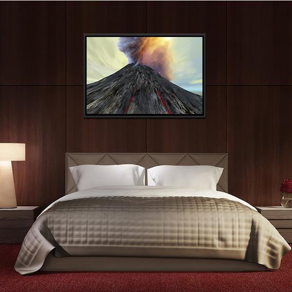 Active Volcano Belches Smoke Canvas Wall Art-5 Horizontal-Gallery Wrap-22" x 12"-Tiaracle