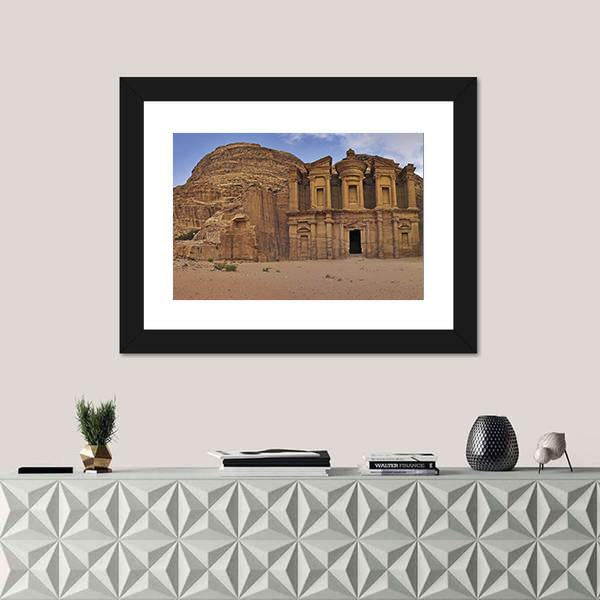 Ad-Deir In Petra Jordan Canvas Wall Art-3 Horizontal-Gallery Wrap-25" x 16"-Tiaracle