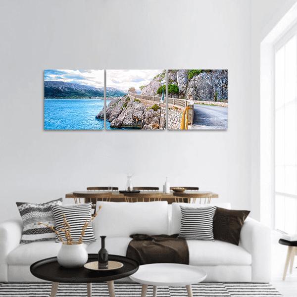 Adriatic Sea Coastline Panoramic Canvas Wall Art-3 Piece-25" x 08"-Tiaracle