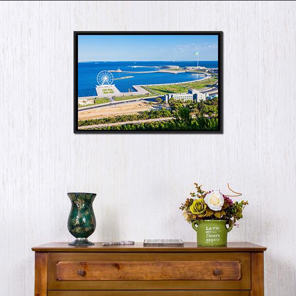 Aerial View Of Baku Panoramic Canvas Wall Art-1 Piece-36" x 12"-Tiaracle