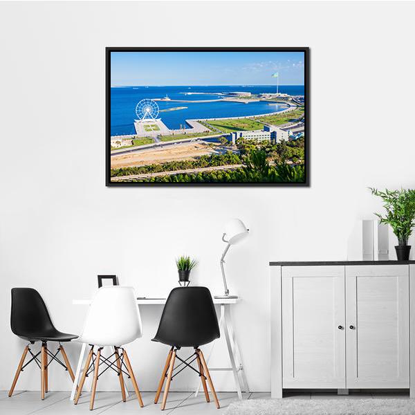 Aerial View Of Baku Panoramic Canvas Wall Art-1 Piece-36" x 12"-Tiaracle