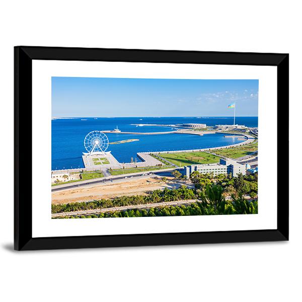 Aerial View Of Baku Panoramic Canvas Wall Art-1 Piece-36" x 12"-Tiaracle
