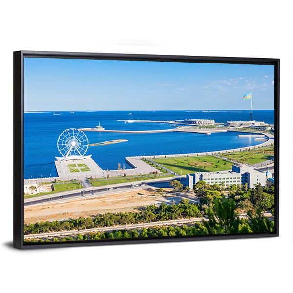 Aerial View Of Baku Panoramic Canvas Wall Art-1 Piece-36" x 12"-Tiaracle
