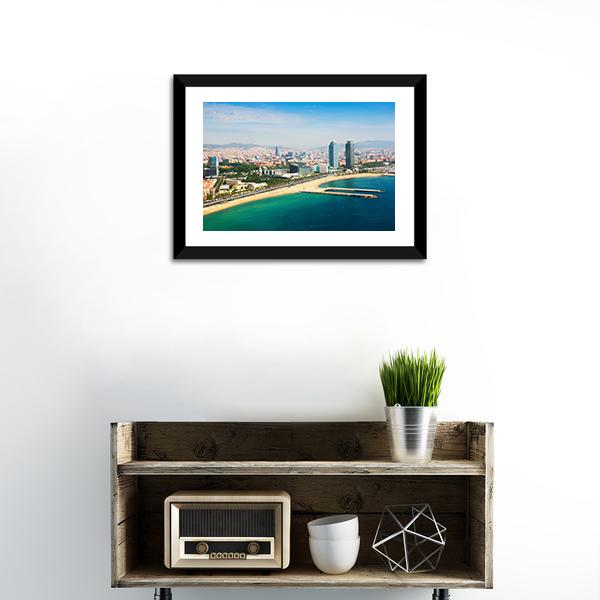 Aerial View Of Barcelona Canvas Wall Art-1 Piece-Framed Print-20" x 16"-Tiaracle