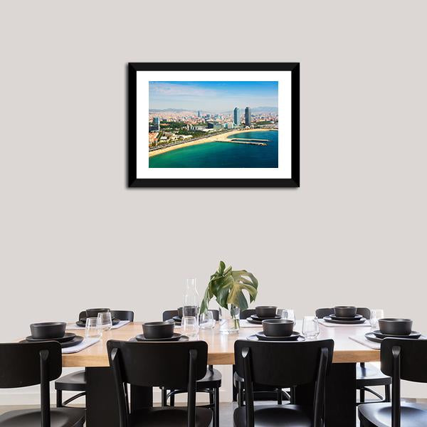 Aerial View Of Barcelona Canvas Wall Art-3 Horizontal-Gallery Wrap-25" x 16"-Tiaracle
