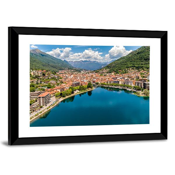 Aerial View Of Omegna Canvas Wall Art-3 Horizontal-Gallery Wrap-25" x 16"-Tiaracle