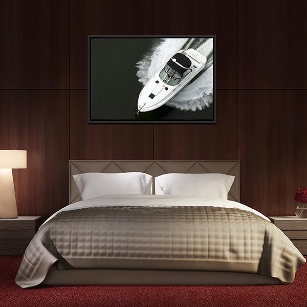 Aerial View Of Speedboat Canvas Wall Art-5 Horizontal-Gallery Wrap-22" x 12"-Tiaracle