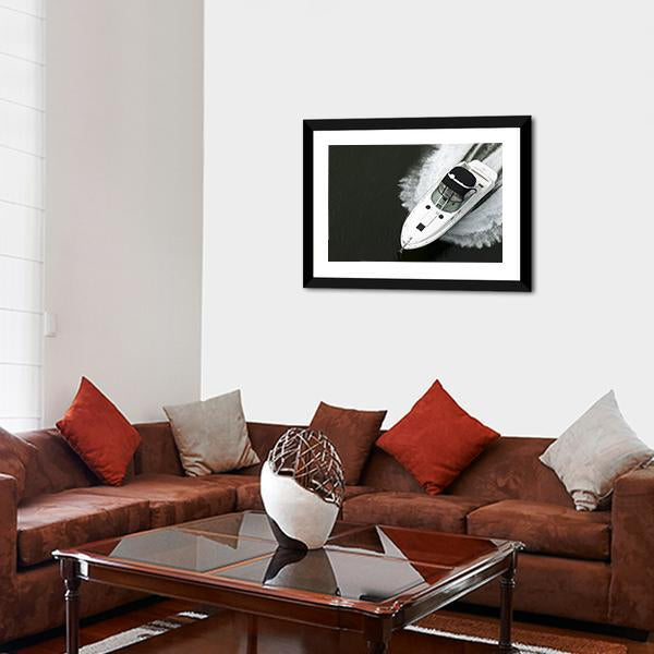 Aerial View Of Speedboat Canvas Wall Art-5 Horizontal-Gallery Wrap-22" x 12"-Tiaracle