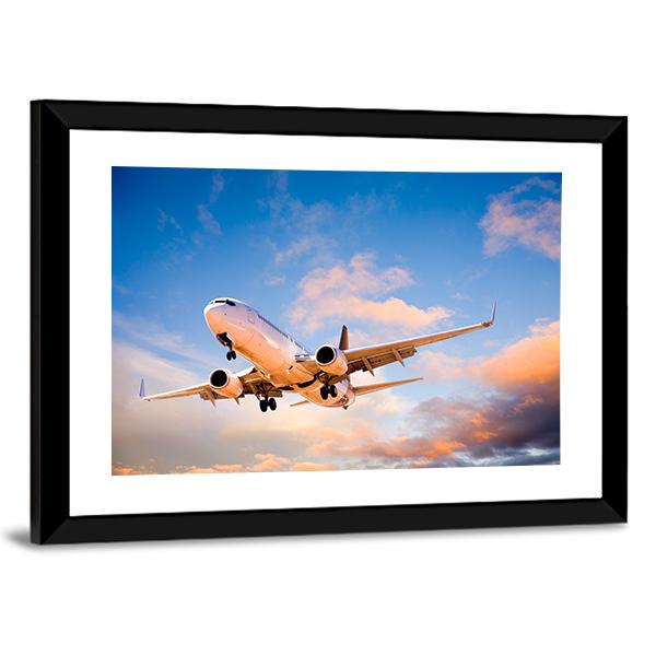 Aeroplane In Sky Canvas Wall Art-5 Horizontal-Gallery Wrap-22" x 12"-Tiaracle