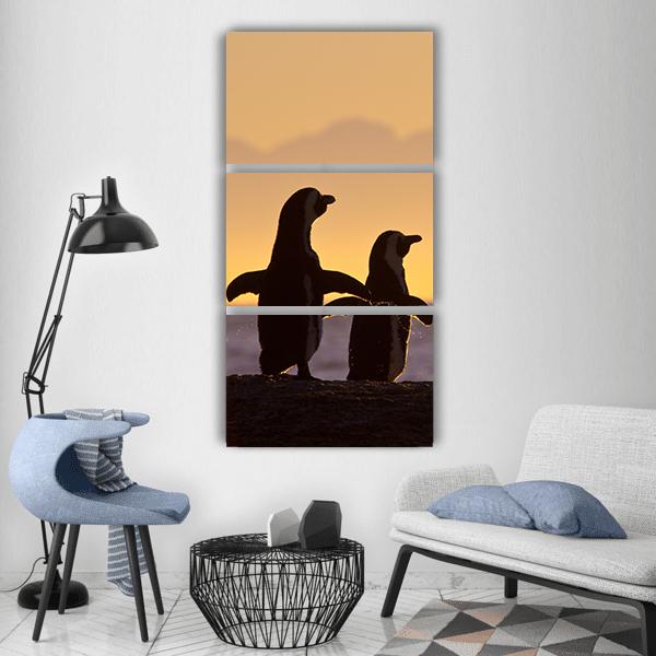 Penguins Near Cape Town Vertical Canvas Wall Art-3 Vertical-Gallery Wrap-12" x 25"-Tiaracle