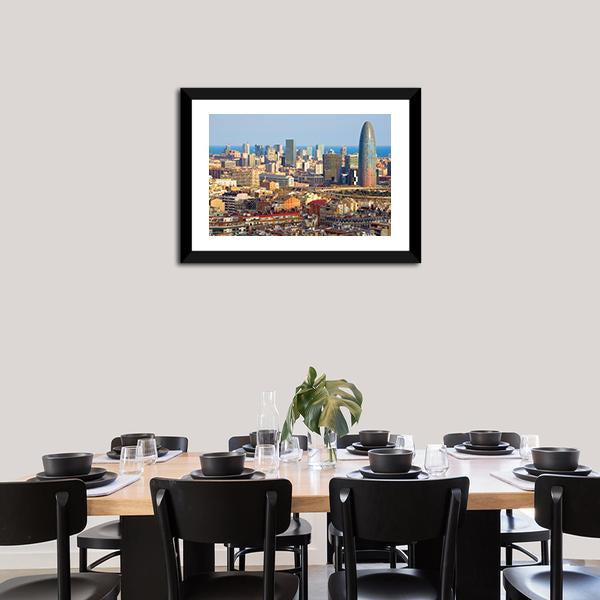Agbar Tower In Barcelona Canvas Wall Art-5 Horizontal-Gallery Wrap-22" x 12"-Tiaracle