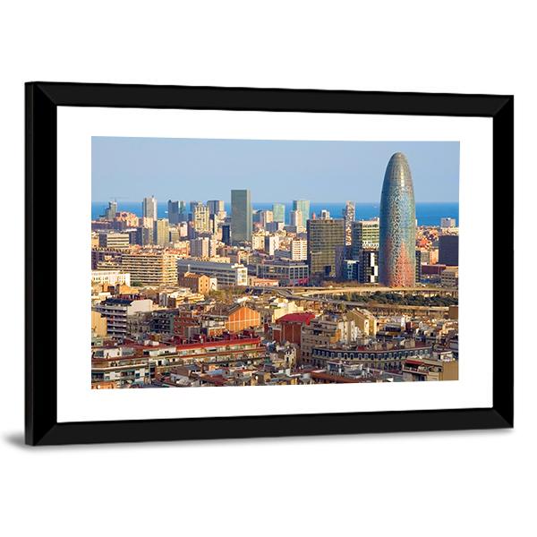 Agbar Tower In Barcelona Canvas Wall Art-3 Horizontal-Gallery Wrap-25" x 16"-Tiaracle