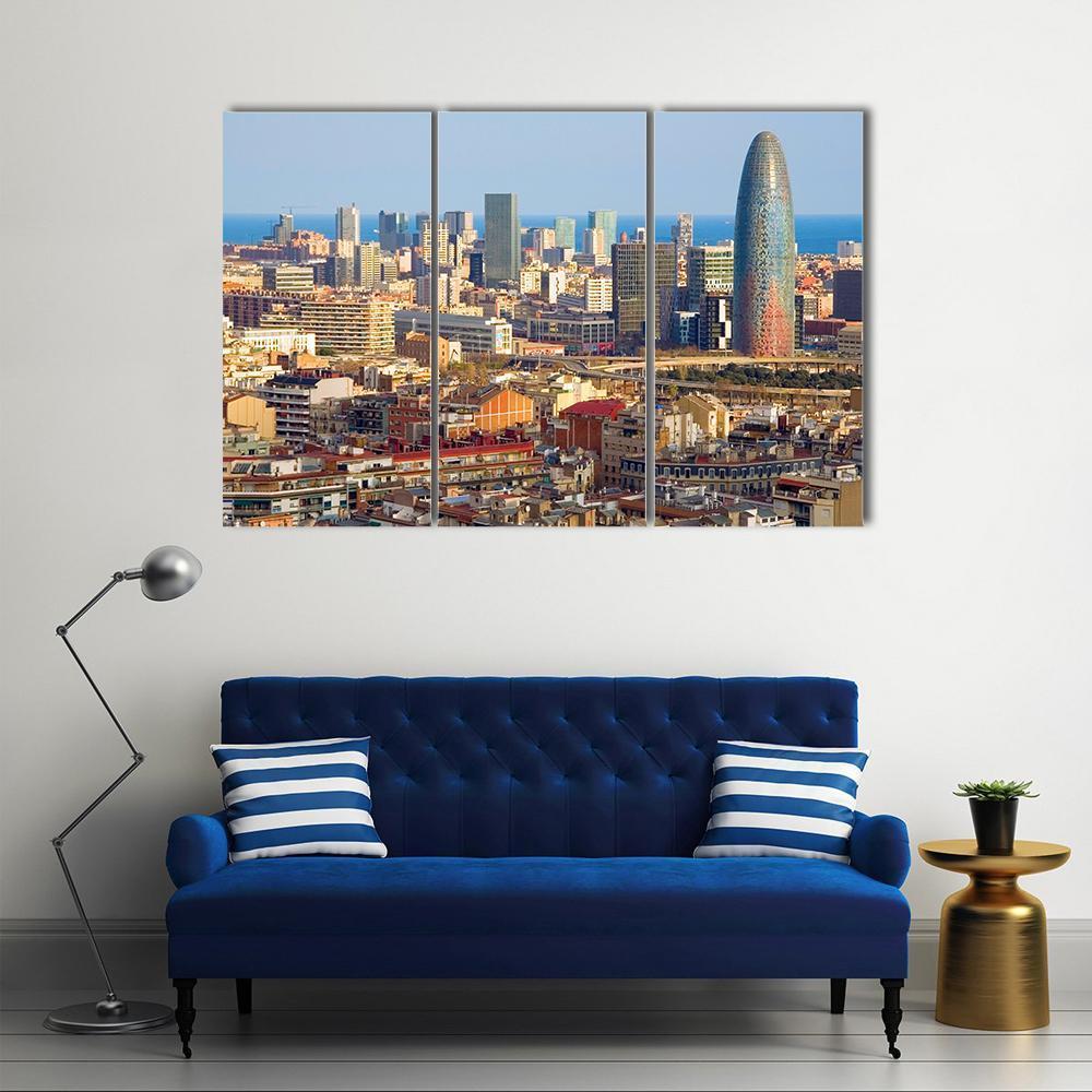 Agbar Tower In Barcelona Canvas Wall Art-3 Horizontal-Gallery Wrap-37" x 24"-Tiaracle