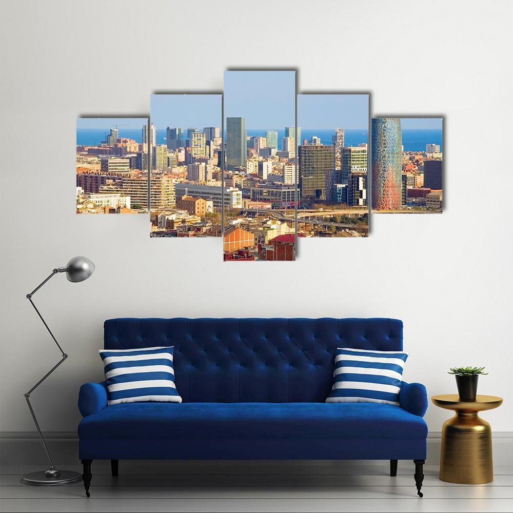 Agbar Tower In Barcelona Canvas Wall Art-5 Star-Gallery Wrap-62" x 32"-Tiaracle