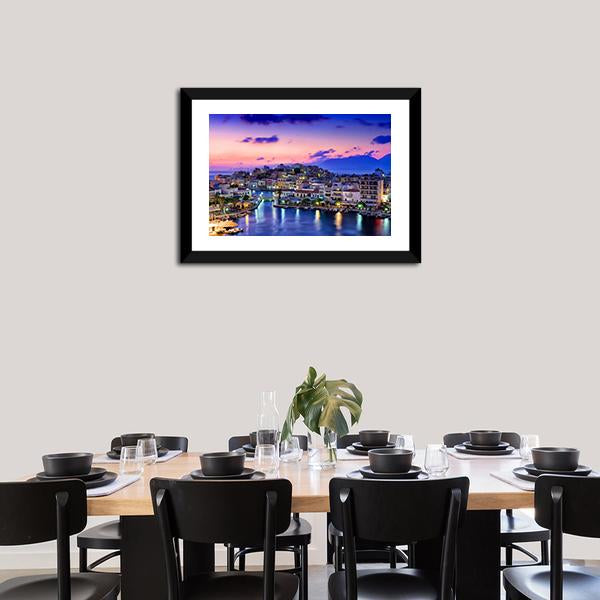 Agios Nikolaos Panoramic Canvas Wall Art-1 Piece-36" x 12"-Tiaracle