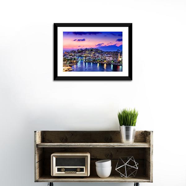 Agios Nikolaos Panoramic Canvas Wall Art-1 Piece-36" x 12"-Tiaracle