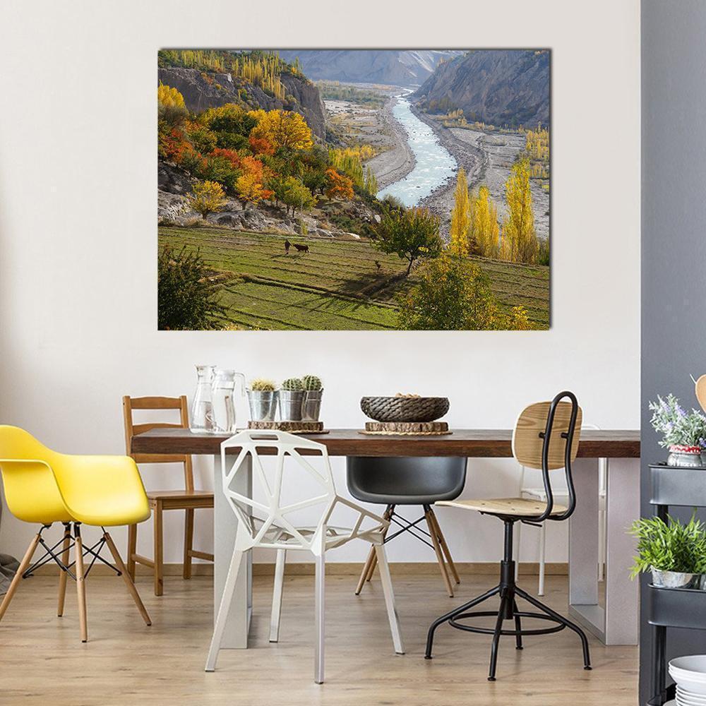 Agricultural Field Near Hunza Valley Canvas Wall Art-1 Piece-Gallery Wrap-36" x 24"-Tiaracle