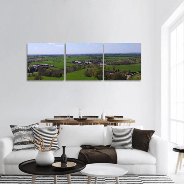 Agriculture Fields And Farms Panoramic Canvas Wall Art-3 Piece-25" x 08"-Tiaracle
