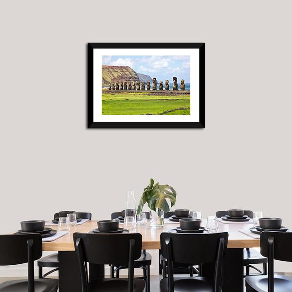 Ahu Tongariki Canvas Wall Art-5 Horizontal-Gallery Wrap-22" x 12"-Tiaracle