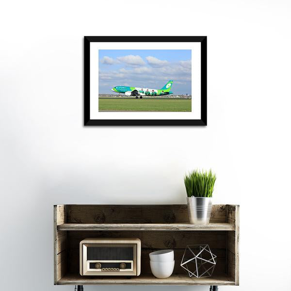 Airbus On Runway Canvas Wall Art-1 Piece-Framed Print-20" x 16"-Tiaracle