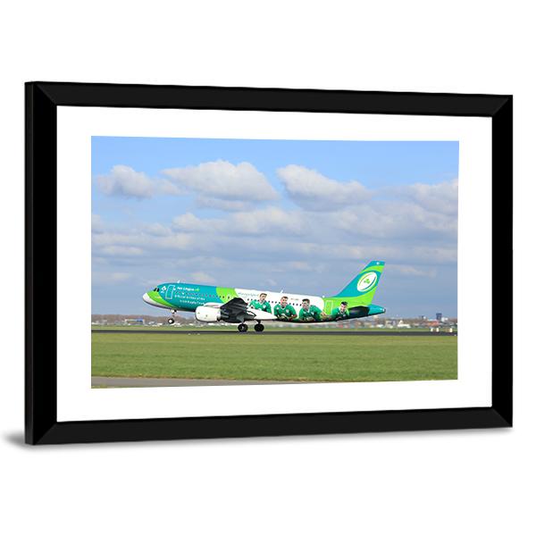 Airbus On Runway Canvas Wall Art-3 Horizontal-Gallery Wrap-25" x 16"-Tiaracle