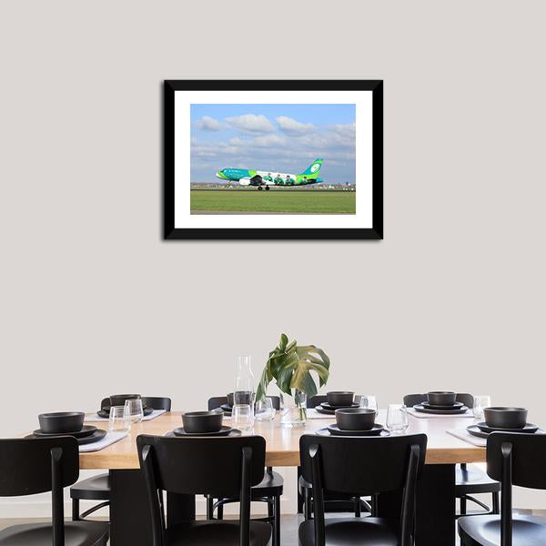 Airbus On Runway Canvas Wall Art-3 Horizontal-Gallery Wrap-25" x 16"-Tiaracle