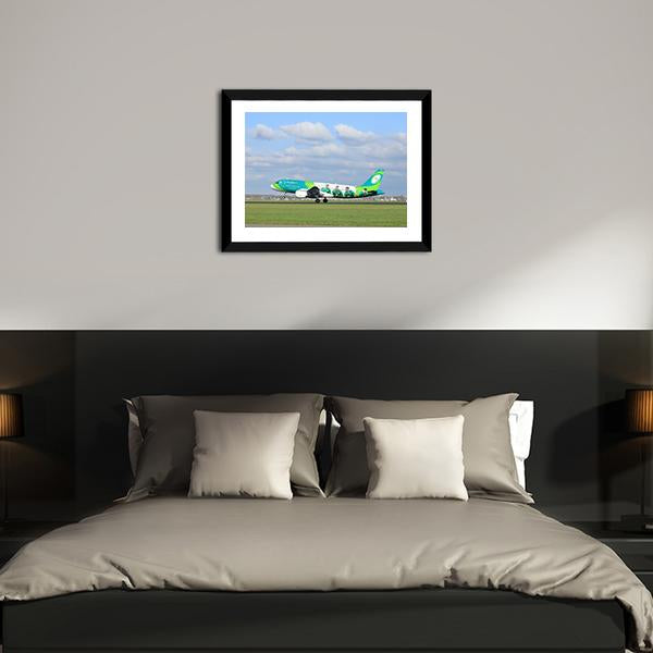 Airbus On Runway Canvas Wall Art-3 Horizontal-Gallery Wrap-25" x 16"-Tiaracle