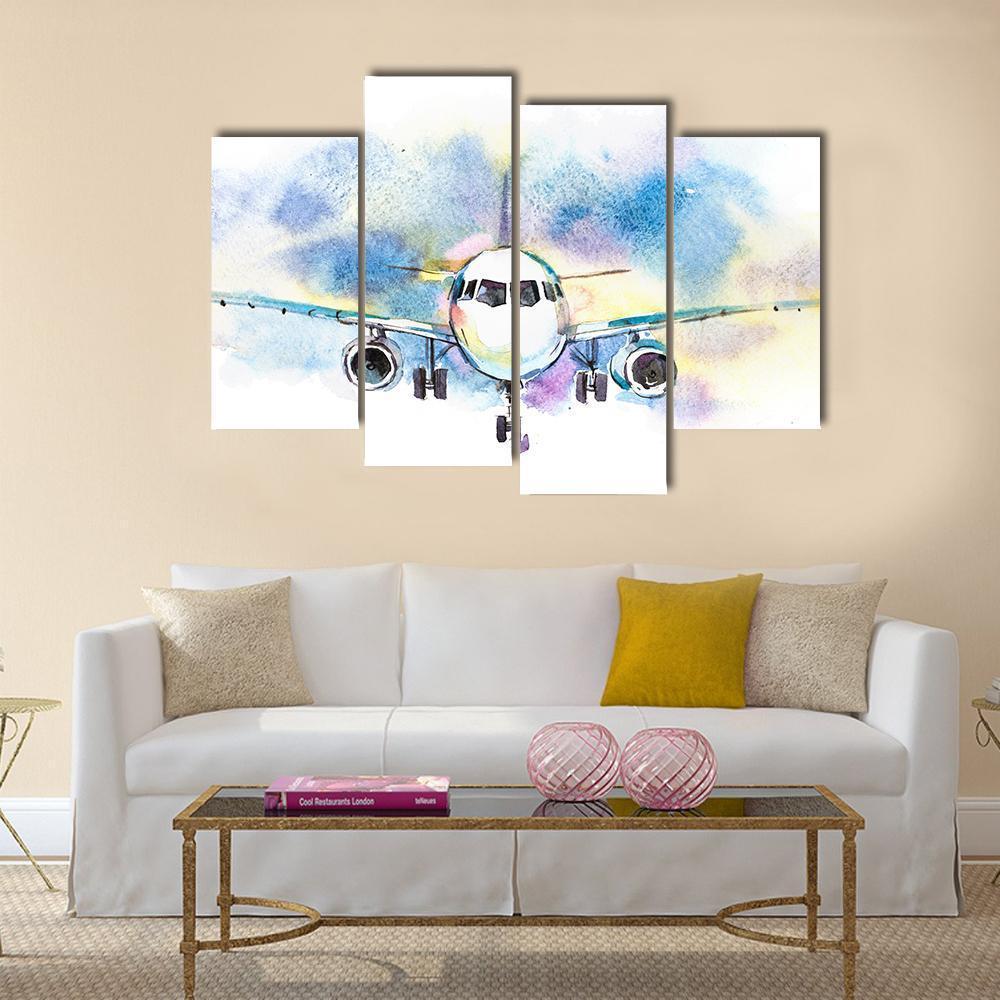 Aircraft Airplane Flying Canvas Wall Art-4 Pop-Gallery Wrap-50" x 32"-Tiaracle