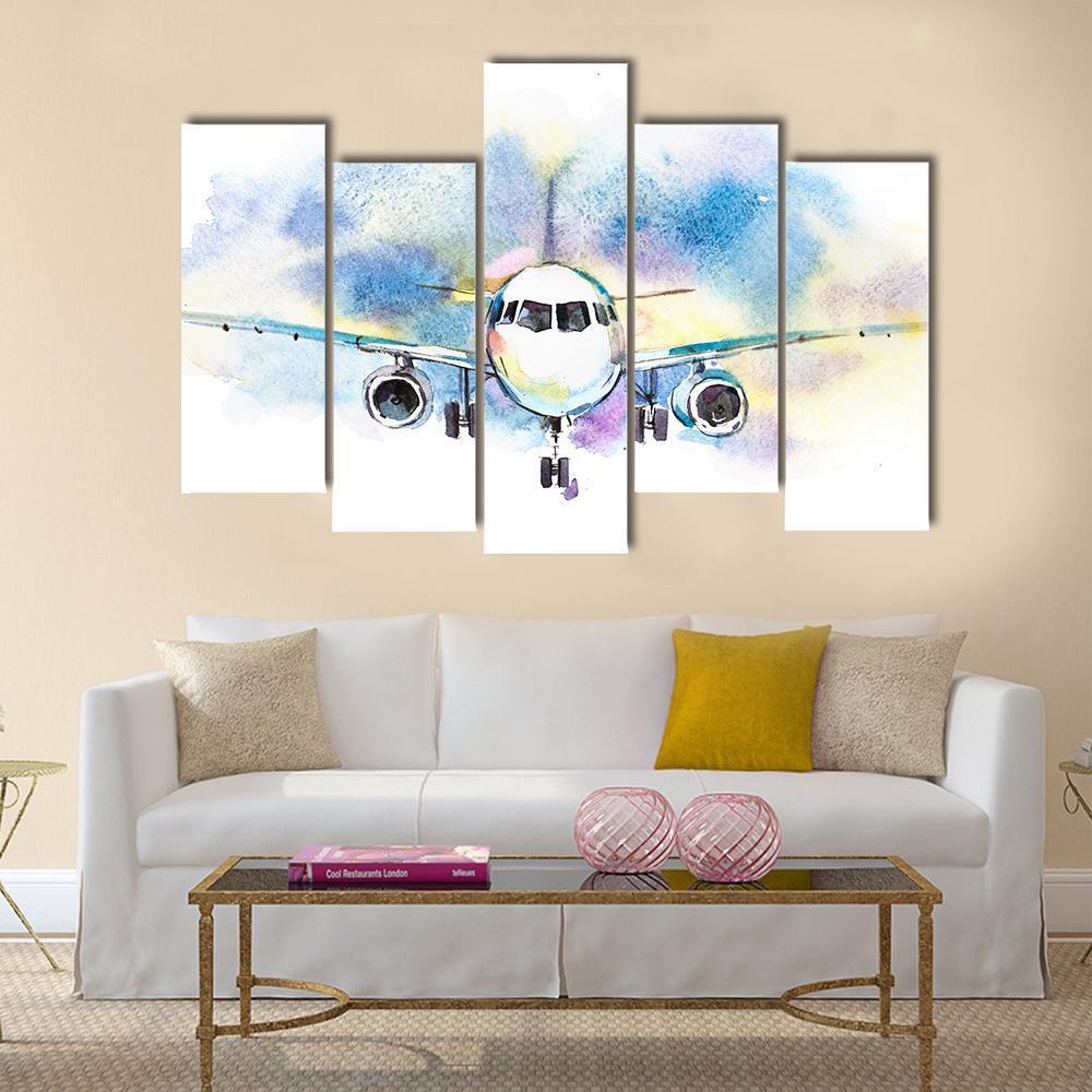Aircraft Airplane Flying Canvas Wall Art-5 Pop-Gallery Wrap-47" x 32"-Tiaracle