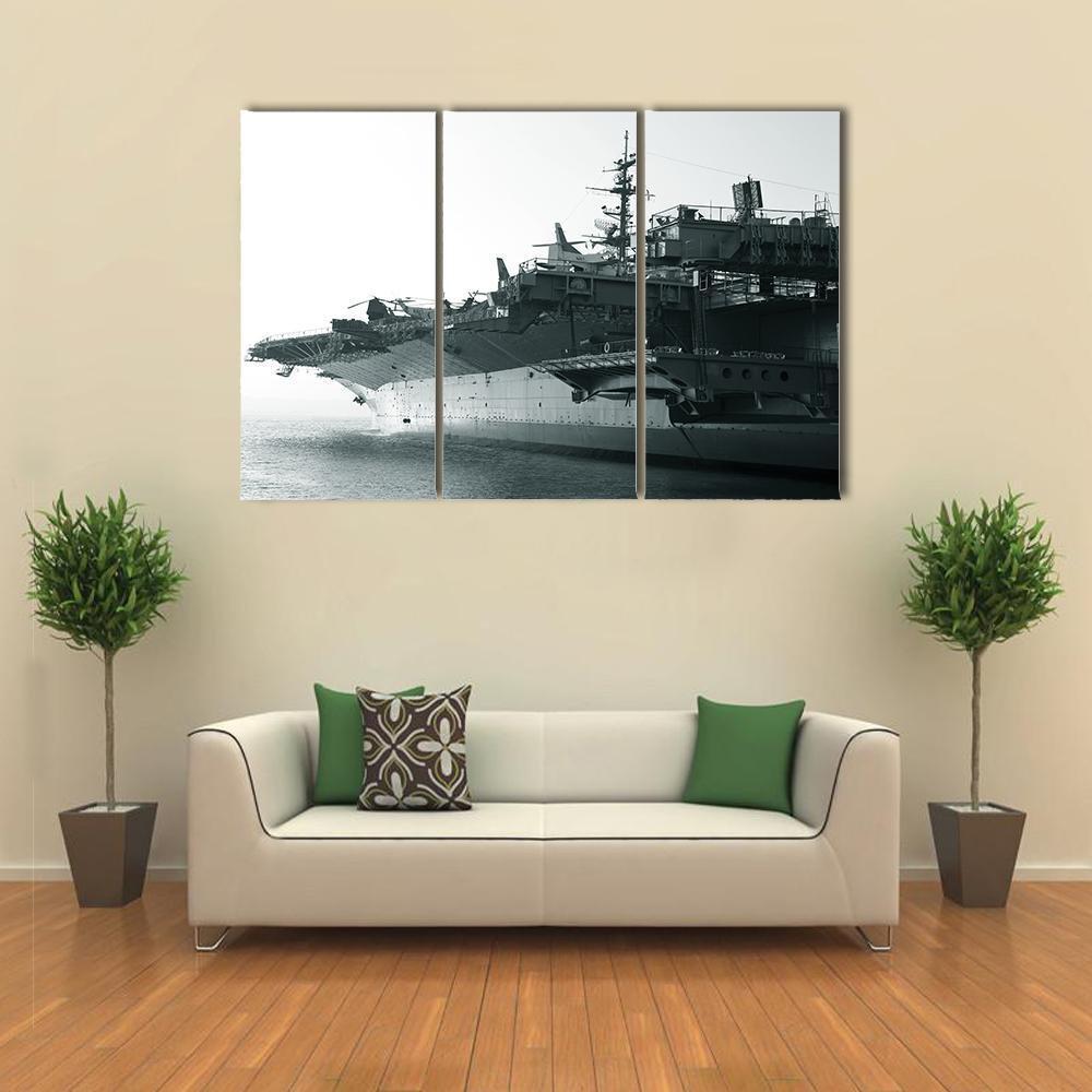 Aircraft Carrier In Ocean Canvas Wall Art-3 Horizontal-Gallery Wrap-37" x 24"-Tiaracle