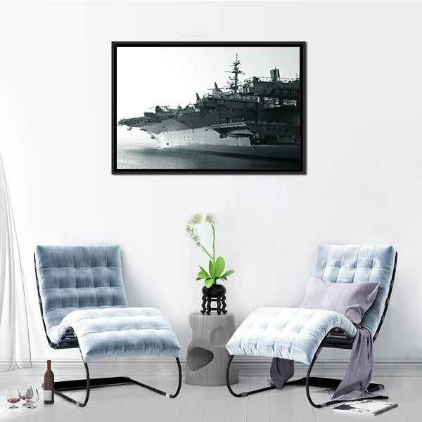 Aircraft Carrier In Ocean Canvas Wall Art-3 Horizontal-Gallery Wrap-25" x 16"-Tiaracle