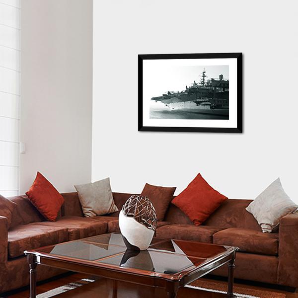 Aircraft Carrier In Ocean Canvas Wall Art-3 Horizontal-Gallery Wrap-25" x 16"-Tiaracle