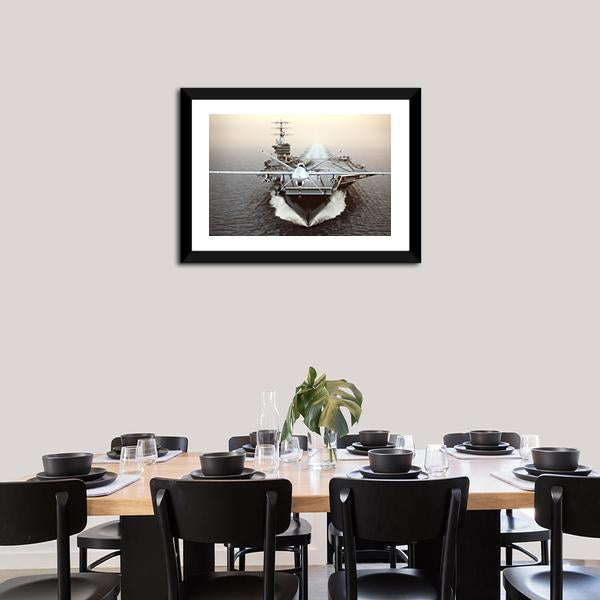 Aircraft Carrier In Sea Canvas Wall Art-3 Horizontal-Gallery Wrap-25" x 16"-Tiaracle