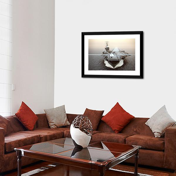 Aircraft Carrier In Sea Canvas Wall Art-3 Horizontal-Gallery Wrap-25" x 16"-Tiaracle