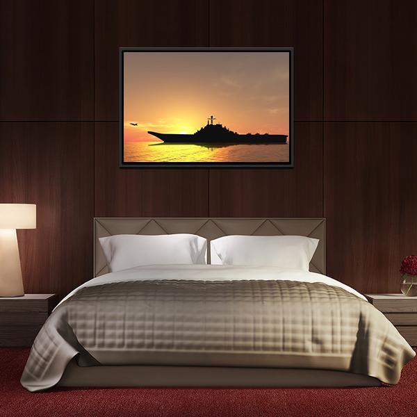 Aircraft Carrier On Sea Near Iraq Canvas Wall Art-3 Horizontal-Gallery Wrap-25" x 16"-Tiaracle