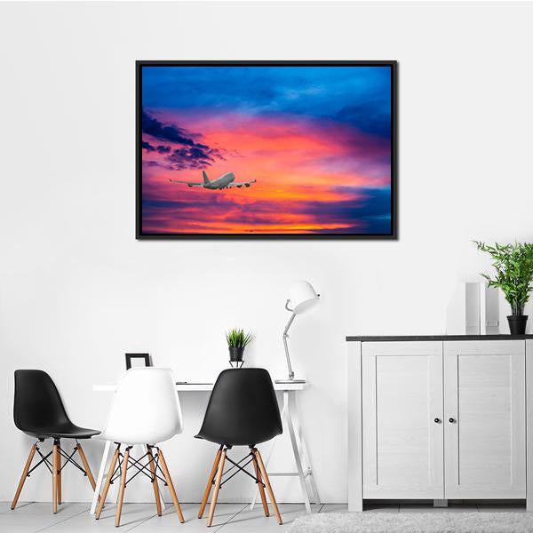 Aircraft In Sky With Cloud Canvas Wall Art-3 Horizontal-Gallery Wrap-25" x 16"-Tiaracle