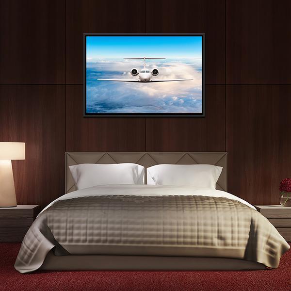 Aircraft Private Jet In Flight Canvas Wall Art-5 Horizontal-Gallery Wrap-22" x 12"-Tiaracle