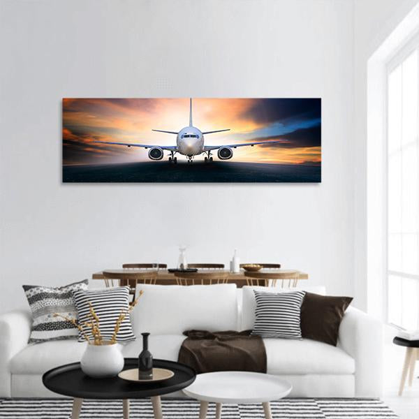 Airplane Ready For Take Off Panoramic Canvas Wall Art-3 Piece-25" x 08"-Tiaracle