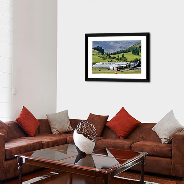 Airplane On Queenstown Airport Canvas Wall Art-3 Horizontal-Gallery Wrap-25" x 16"-Tiaracle