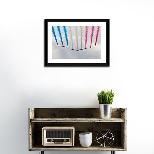 Airplanes Colorful Air Show Canvas Wall Art-1 Piece-Framed Print-20" x 16"-Tiaracle