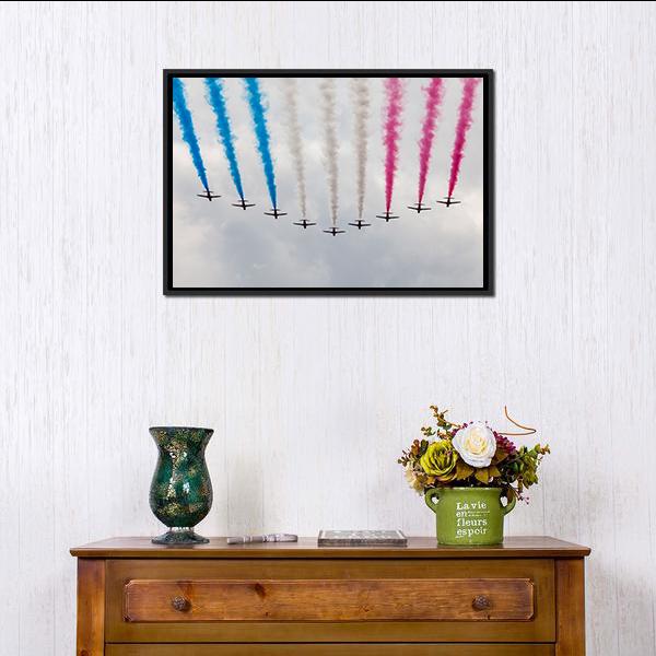 Airplanes Colorful Air Show Canvas Wall Art-3 Horizontal-Gallery Wrap-25" x 16"-Tiaracle