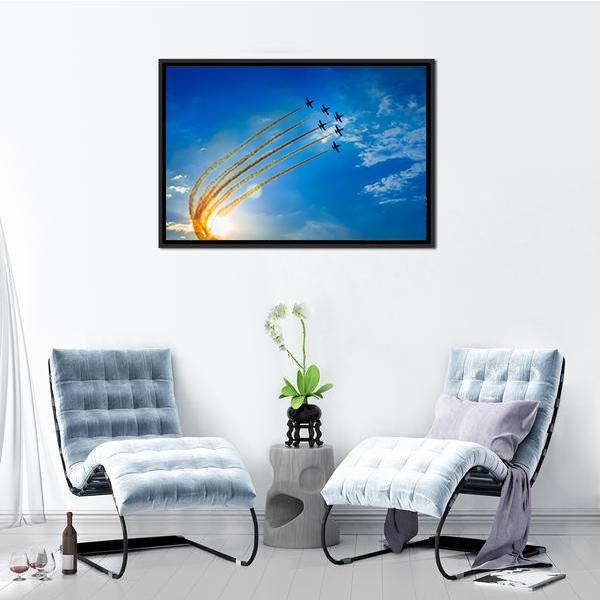Airplanes On Airshow Panoramic Canvas Wall Art-1 Piece-36" x 12"-Tiaracle