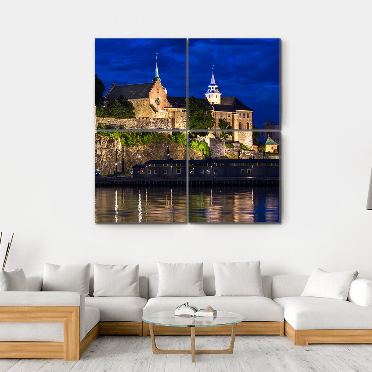 Akershus Fortress And Castle Canvas Wall Art-4 Square-Gallery Wrap-17" x 17"-Tiaracle