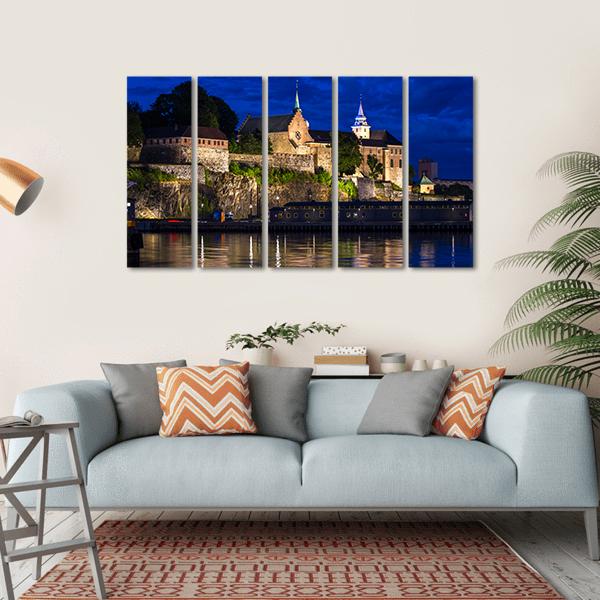Akershus Fortress And Castle Canvas Wall Art-5 Horizontal-Gallery Wrap-22" x 12"-Tiaracle